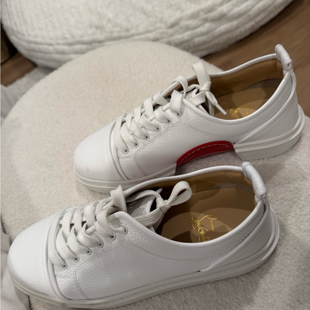 Christian Louboutin White and Red Sneakers
